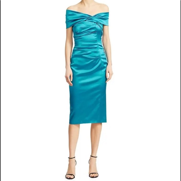 Talbot Runhof Satin Duchess Cocktail Dress - Picture 1 of 16